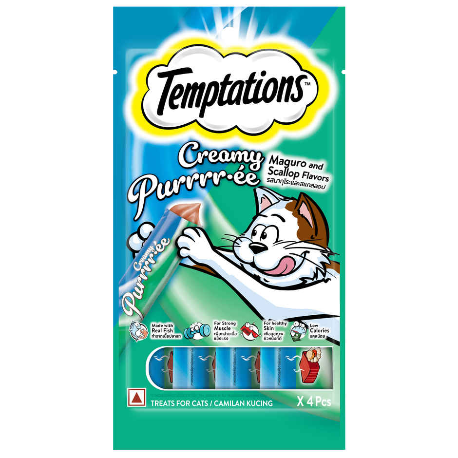 Temptations Adult Maguro & Scallop Creamy Purrrr-ee Cat Treats