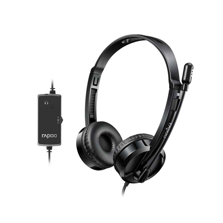 Rapoo H120 Stereo Wired On Ear Headphones with Microphone | Jet Black