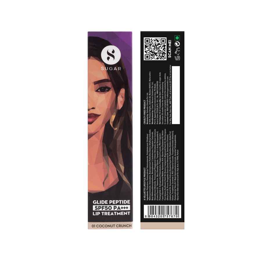 Sugar Cosmetics Glide Peptide SPF 50 PA+++ Lip Treatment 01 Coconut Crunch
