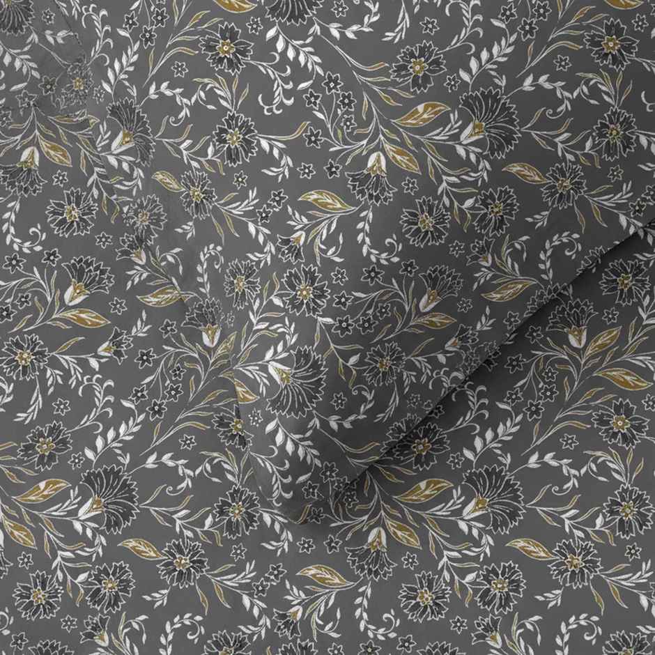 Raymond Home 120 GSM Hazel Floral Double Bedsheet with 2 Pillow Covers Black