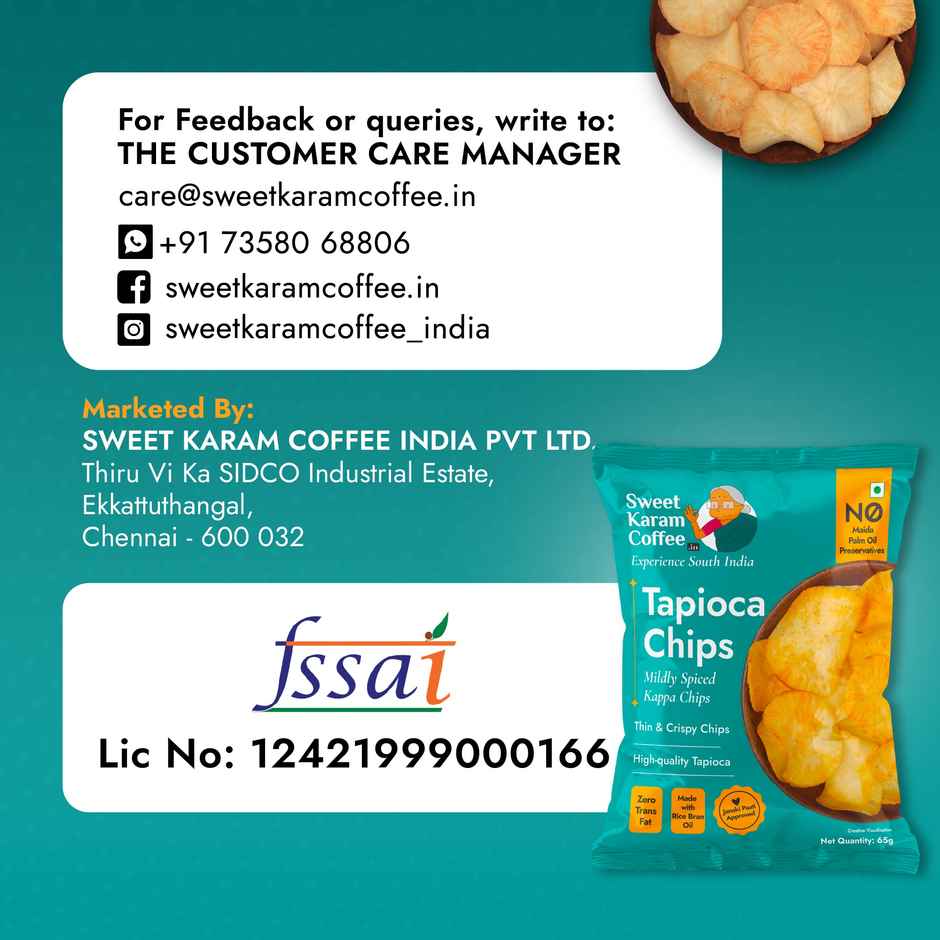 Sweet Karam Coffee Tapioca Chips 65.0 Gram(65gms) & Sweet Karam Coffee Indian Masala Tapioca Chips 65.0 Gram(65gms) Combo