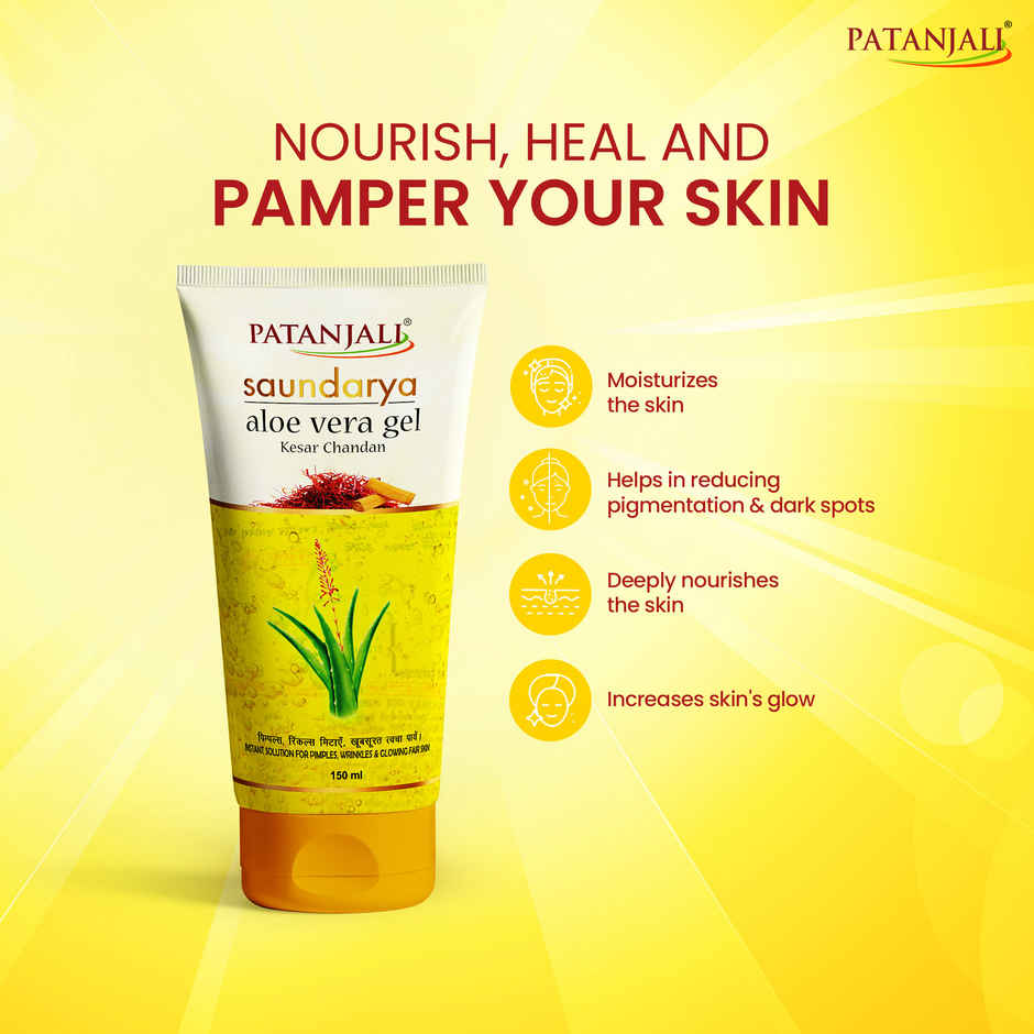 Patanjali Saundarya Kesar Chandan Aloe Gel- Saffron Sandalwood, Glow & Blemish Free