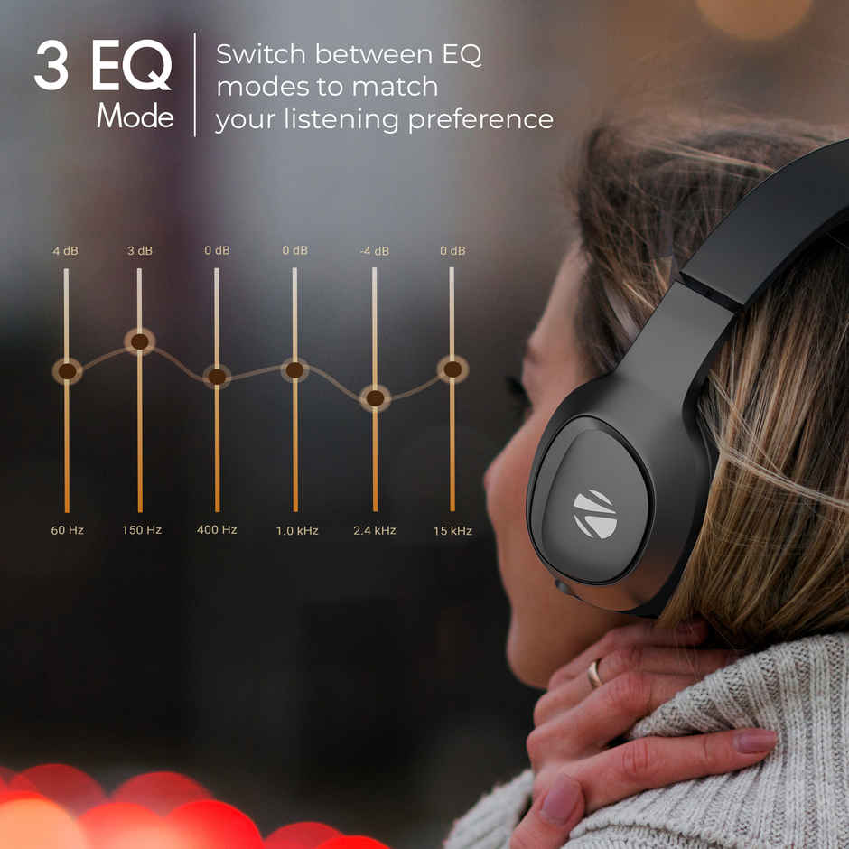 Zebronics Thunder Neo Wireless Over-Ear Headphone, 60Hr Backup, Bt 5.4, Gaming, Deep Bass, Black