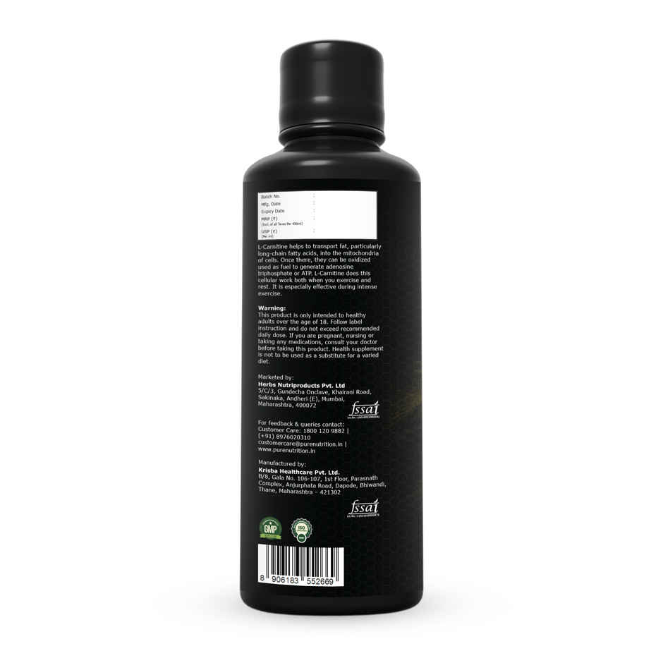 Pure Nutrition L-Carnitine 3300mg Liquid | Valencia Orange | Fat Burn & Energy