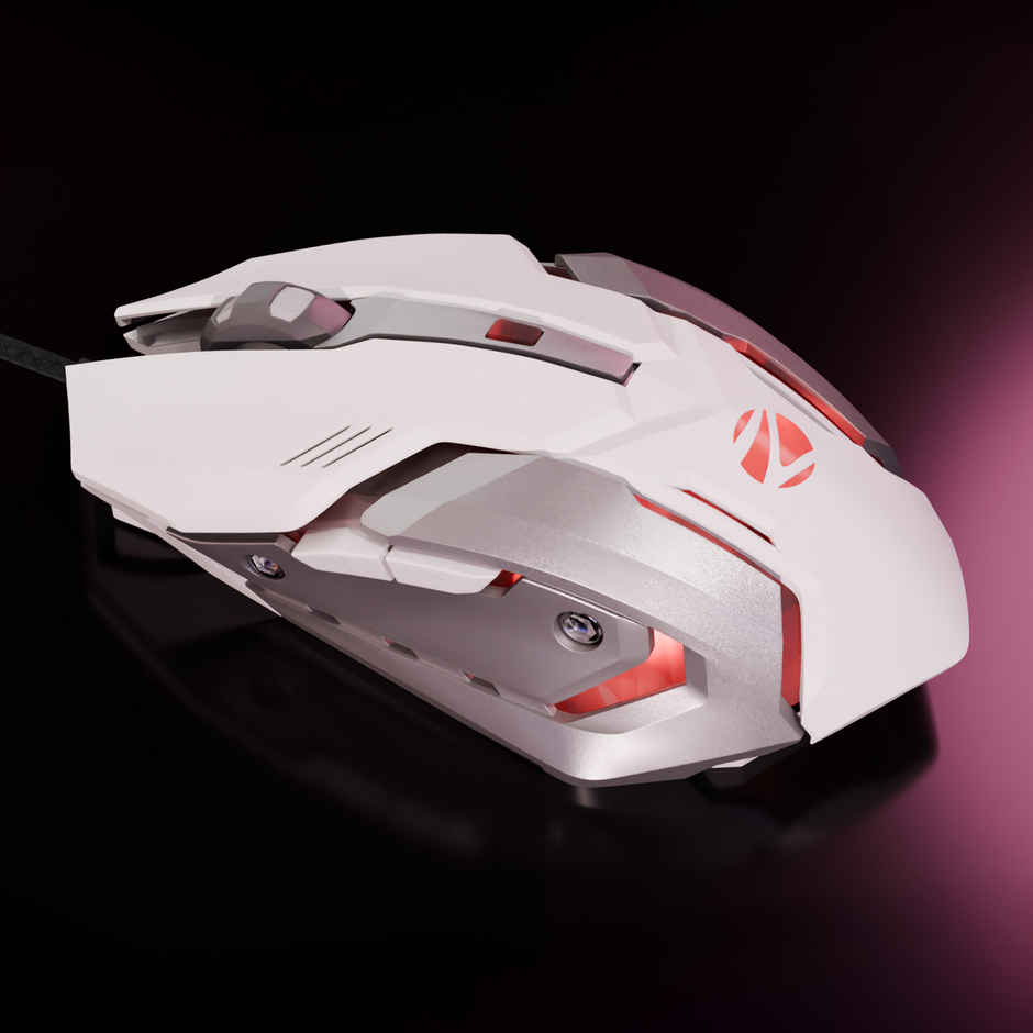 Zebronics Transformer-M Gaming Wired Mouse, 6 Buttons, Multicolor Led Lights,High-Resolution Sensor with max 3600 DPI, and DPI Switch - White
