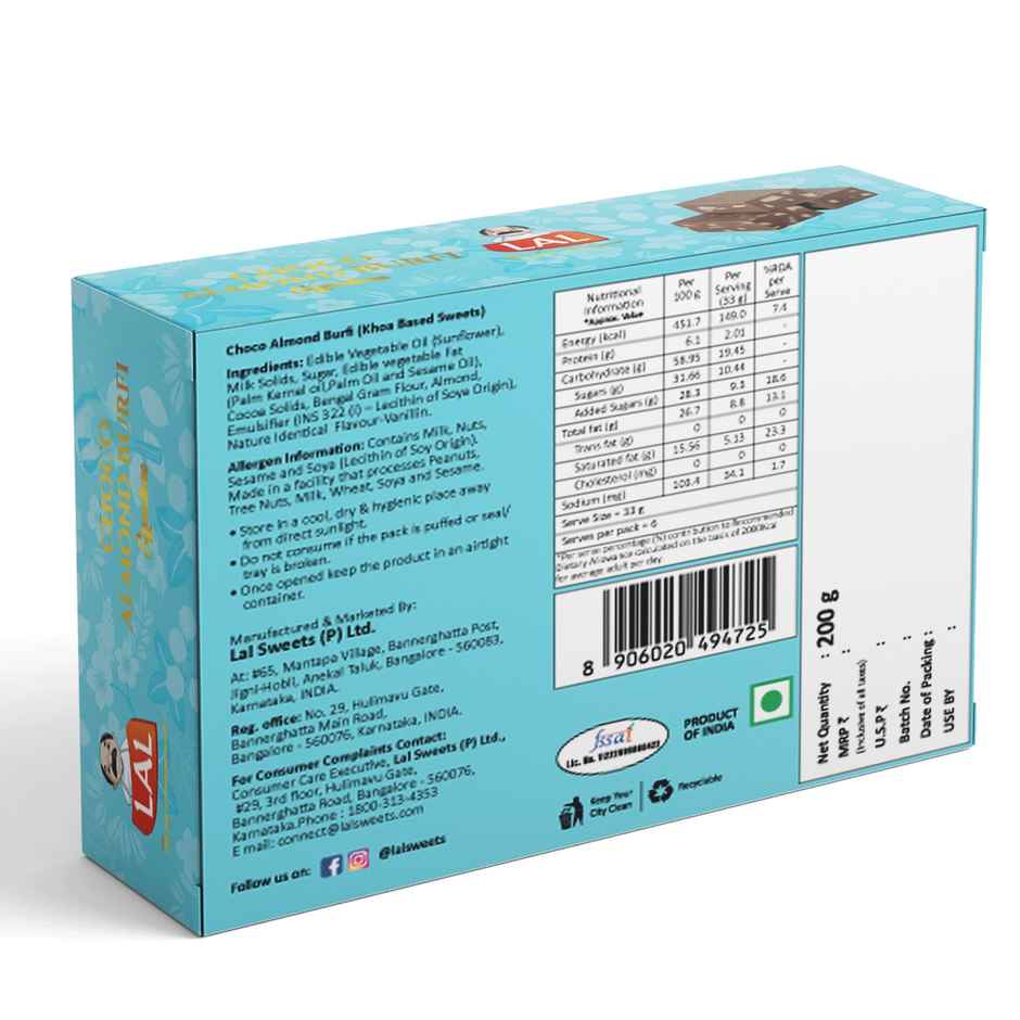 Lal Sweets Choco Almond Burfi | Rich & Delicious