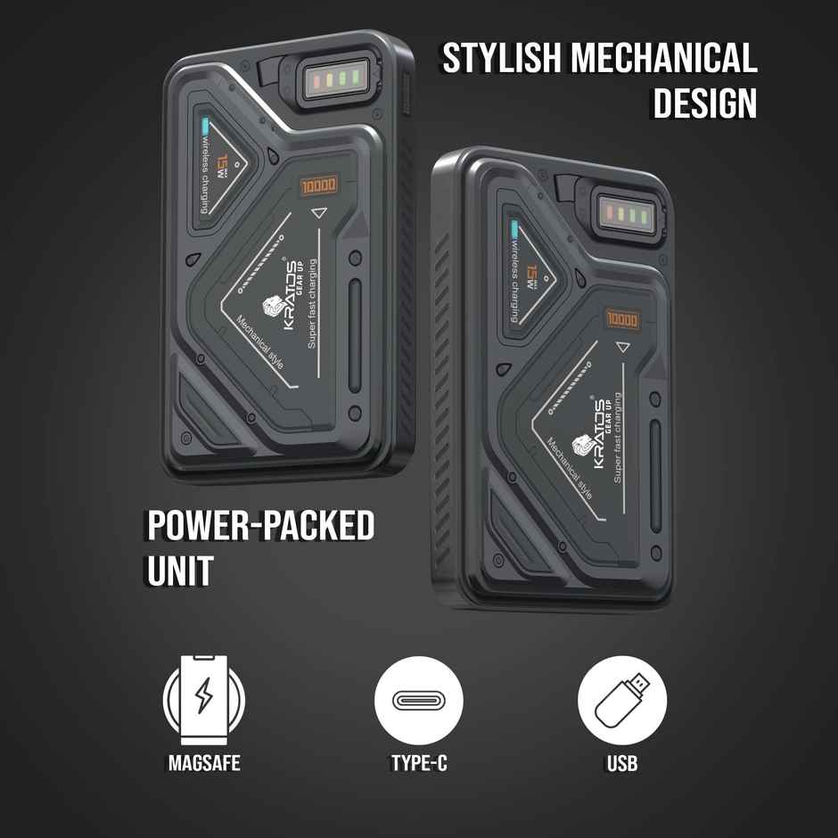 Kratos PB03 Stylish Magsafe Powerbank | 22.5w Wired & 15w Wireless Charging | 10000 mAh