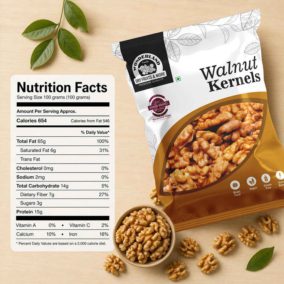 Wonderland Foods Vrat California Walnut Kernels | Akhrot Giri