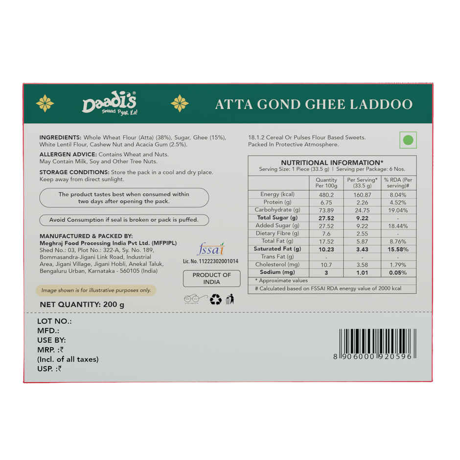 Daadi's Atta Gond Laddu Pure Ghee
