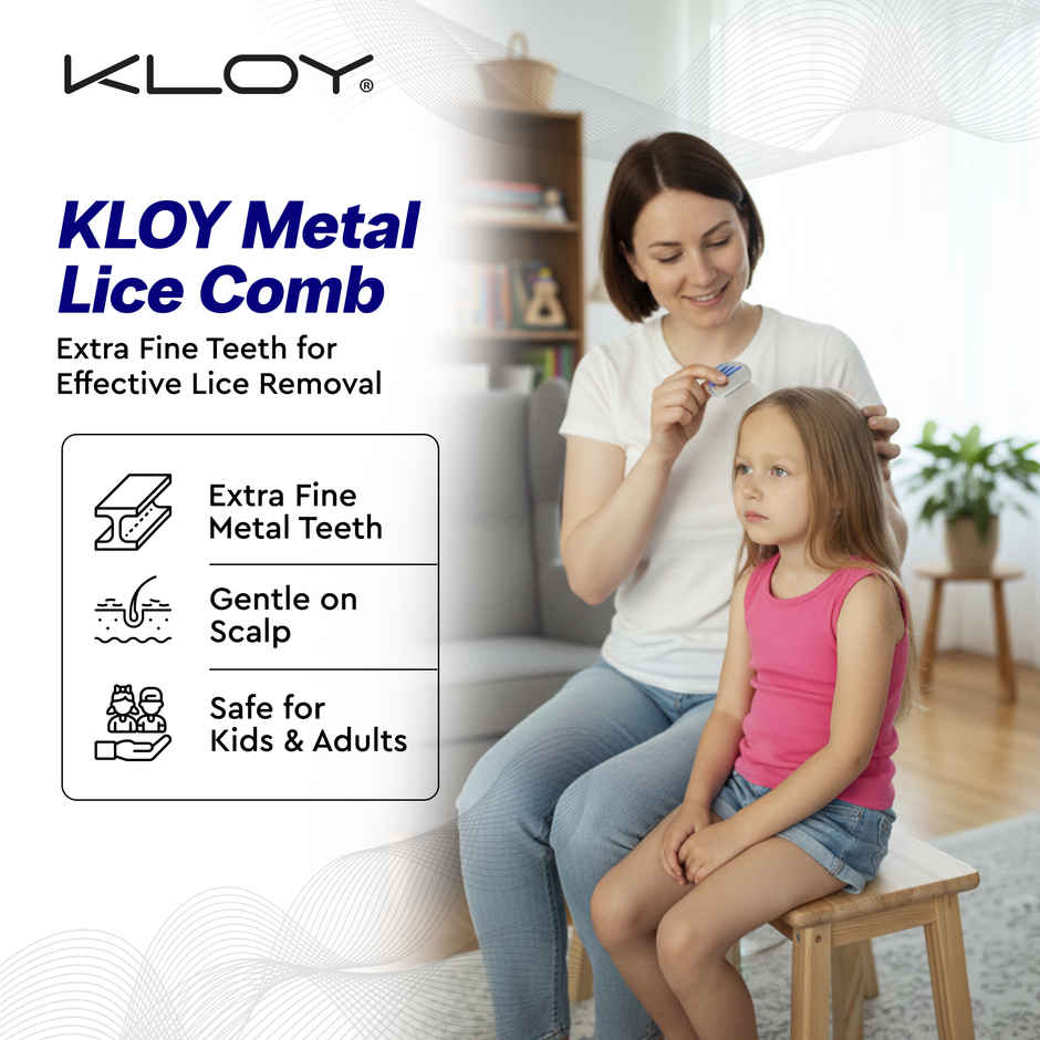 Kloy Stainless Steel Anti Lice Comb | Fine Tooth | Head Lice Removal Comb