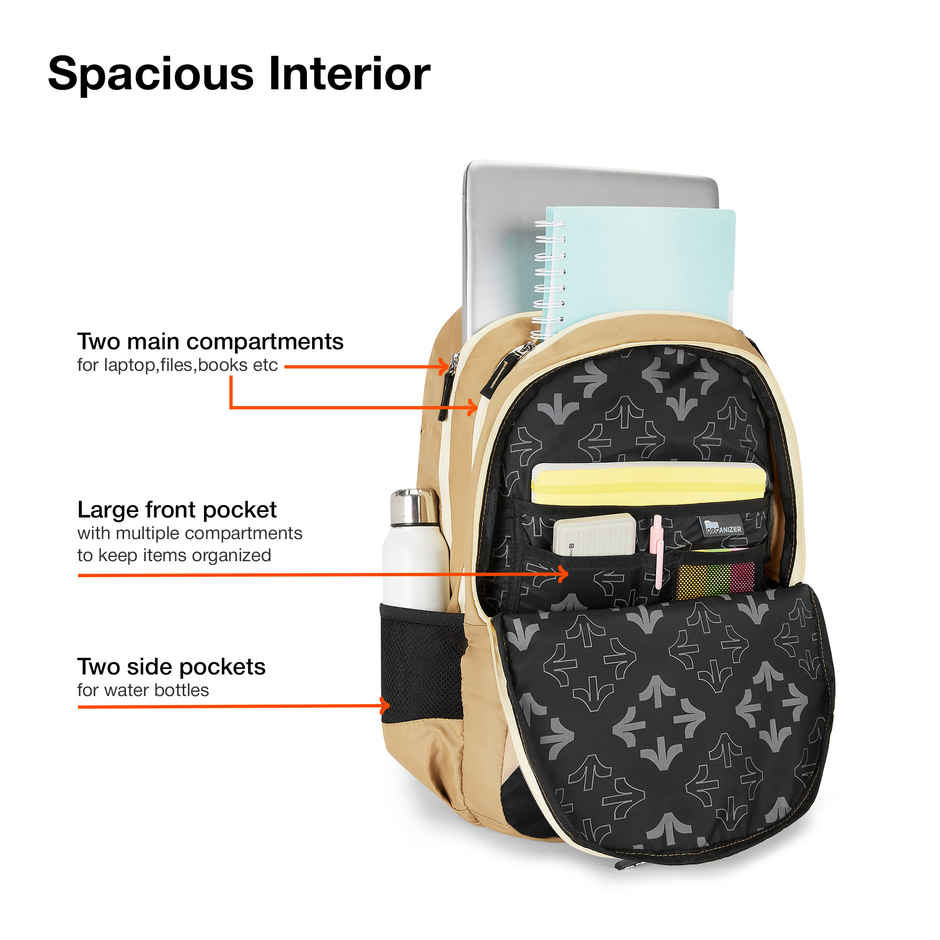 Nasher Miles Modern Polyester Laptop Backpack with Raincover & Front Organiser | Brown - 45 L