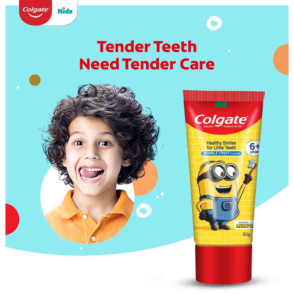 Colgate Kids Toothpaste Gentle Protection for 6+ Years Minions Bubble Fruit Flavour