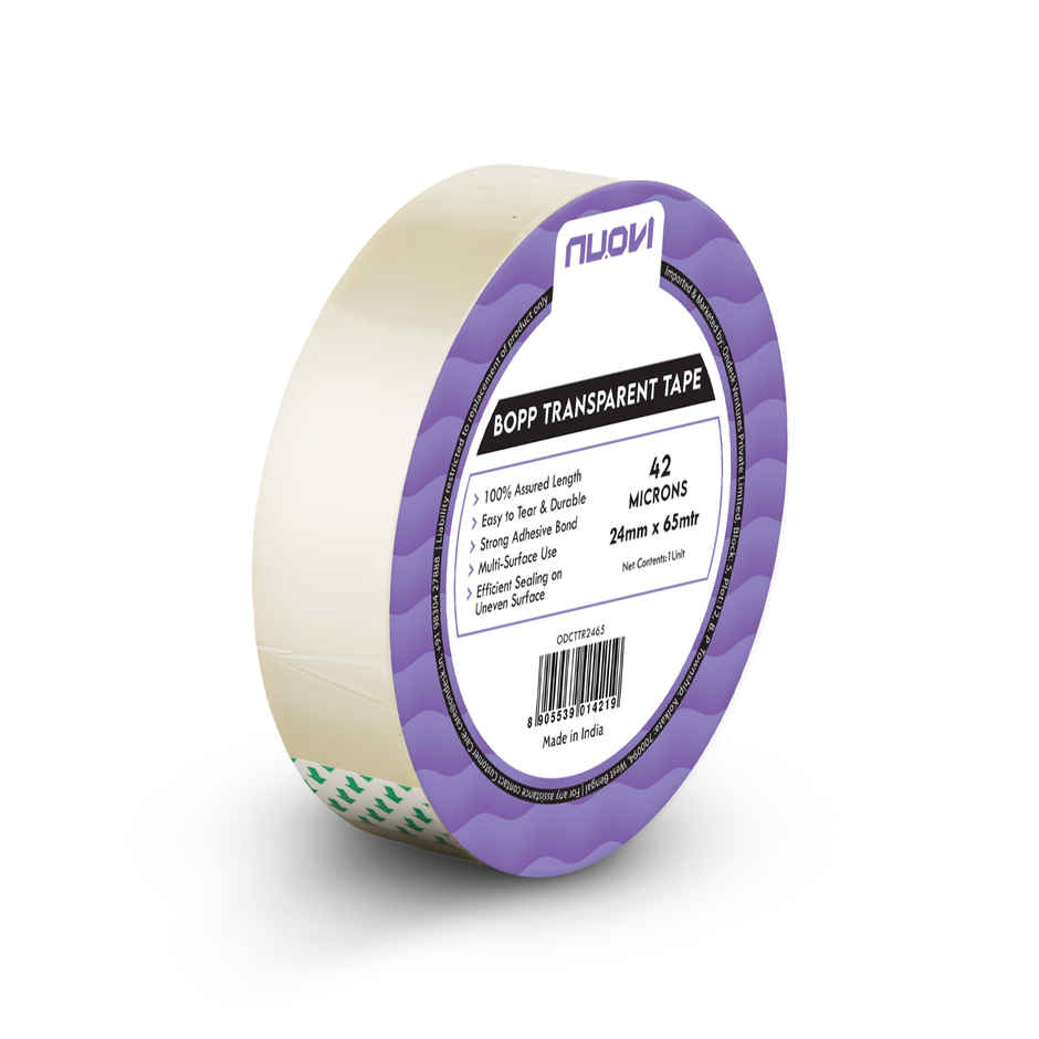 Ondesk Essentials Bopp 42 Microns Transparent Tape 1Inch X 65Mtr