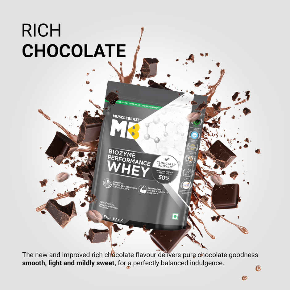 MuscleBlaze Biozyme Performance Whey Protein Powder (Rich Chocolate)