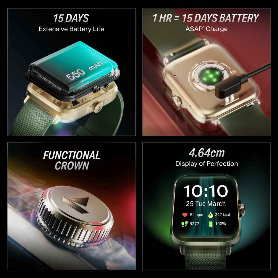 boAt Storm Infinity Smartwatch | 1.83" Display | BT Calling | Women's Edition - Jade Gold