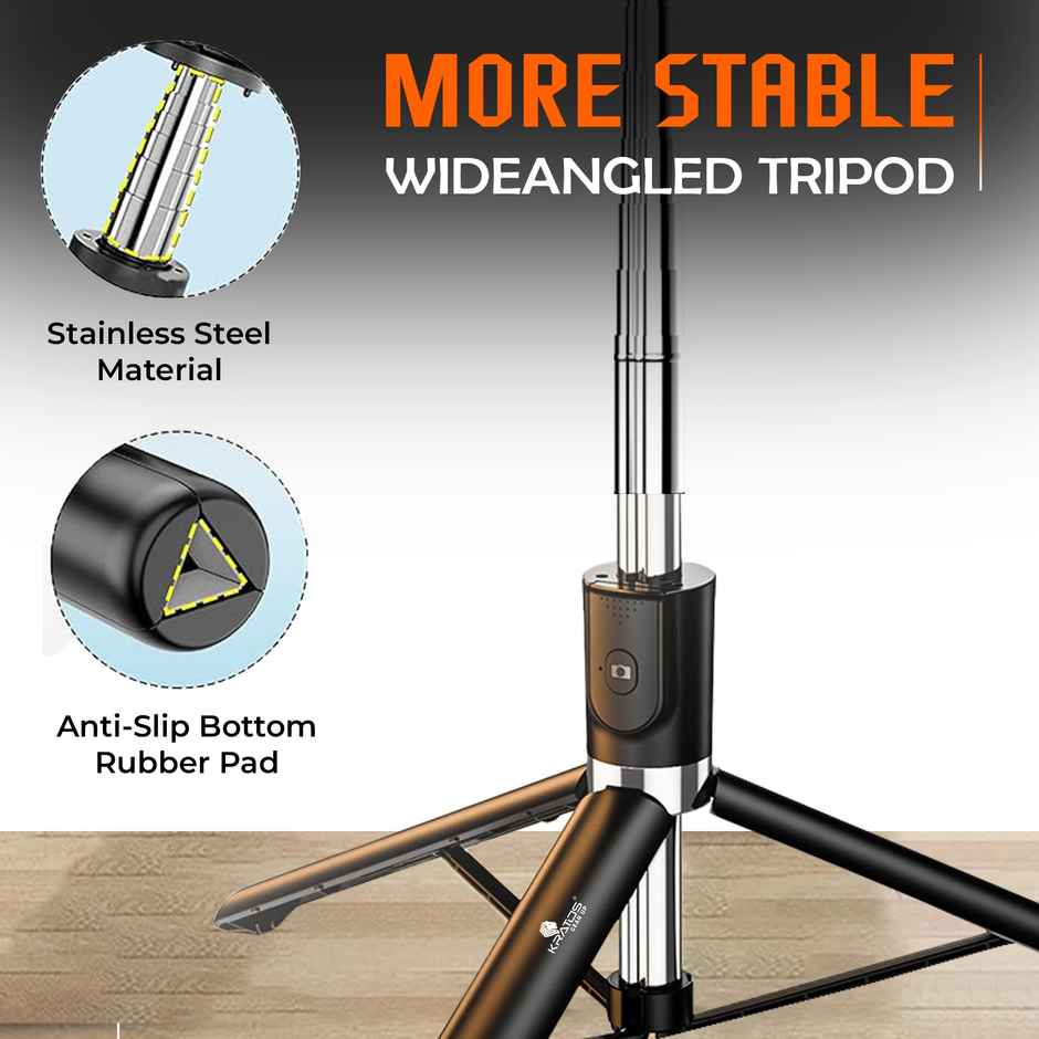 Kratos K9 170cm Bluetooth Selfie Stick Tripod with Light for iPhone & Smartphones