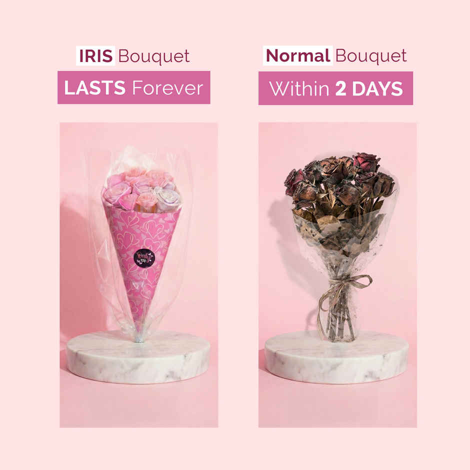 Rose and Lilac Love Flower Bouquet with Fragrance Spray | Ideal for Gifting | IRIS