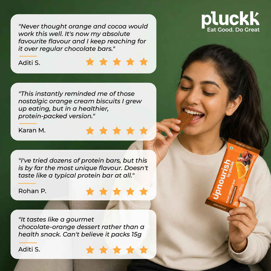 Chocolate Orange Protein Bar - No Refined Sugar | 15 g Complete Protein | Upnourish by Pluckk