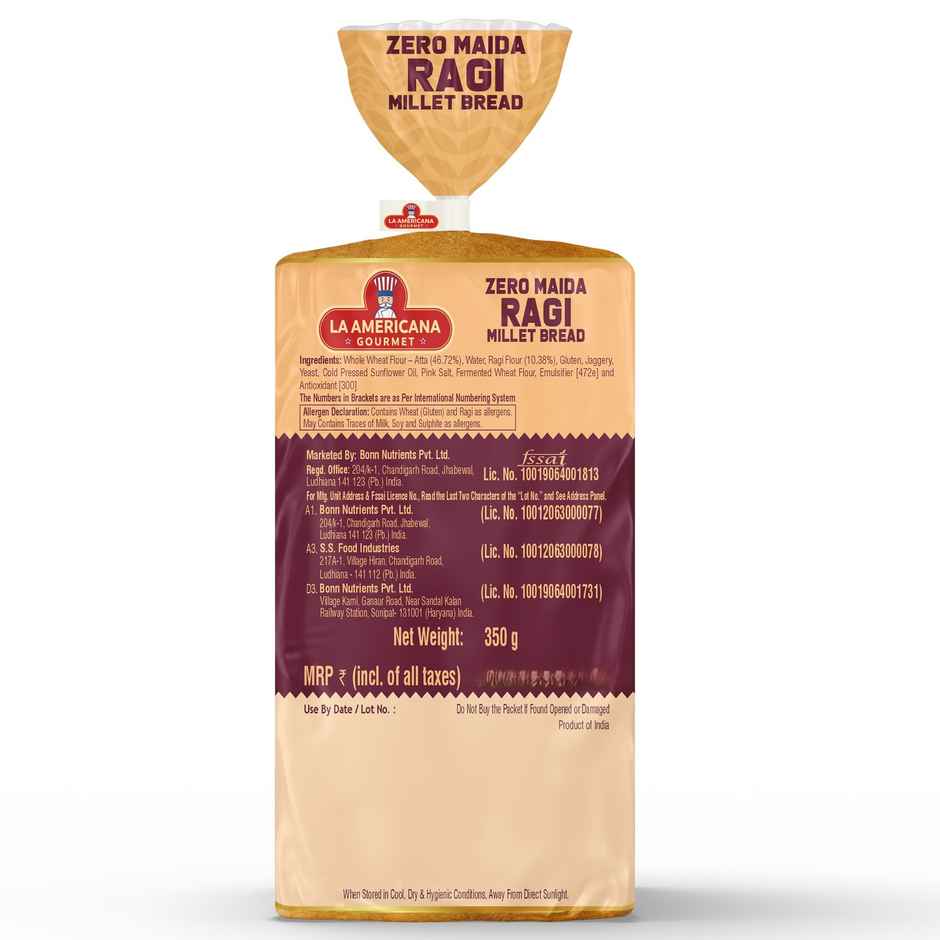 LA Americana Zero Maida Ragi Millet Bread