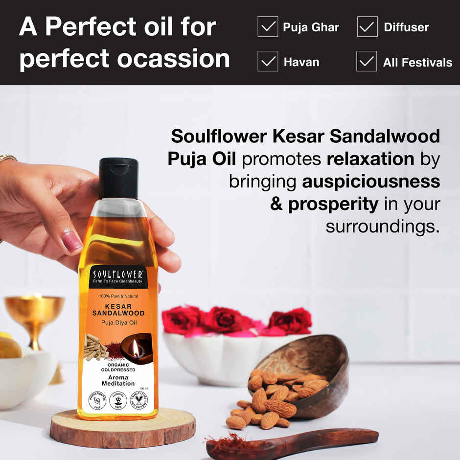 Soulflower Kesar Sandalwood Pooja Diya Oil