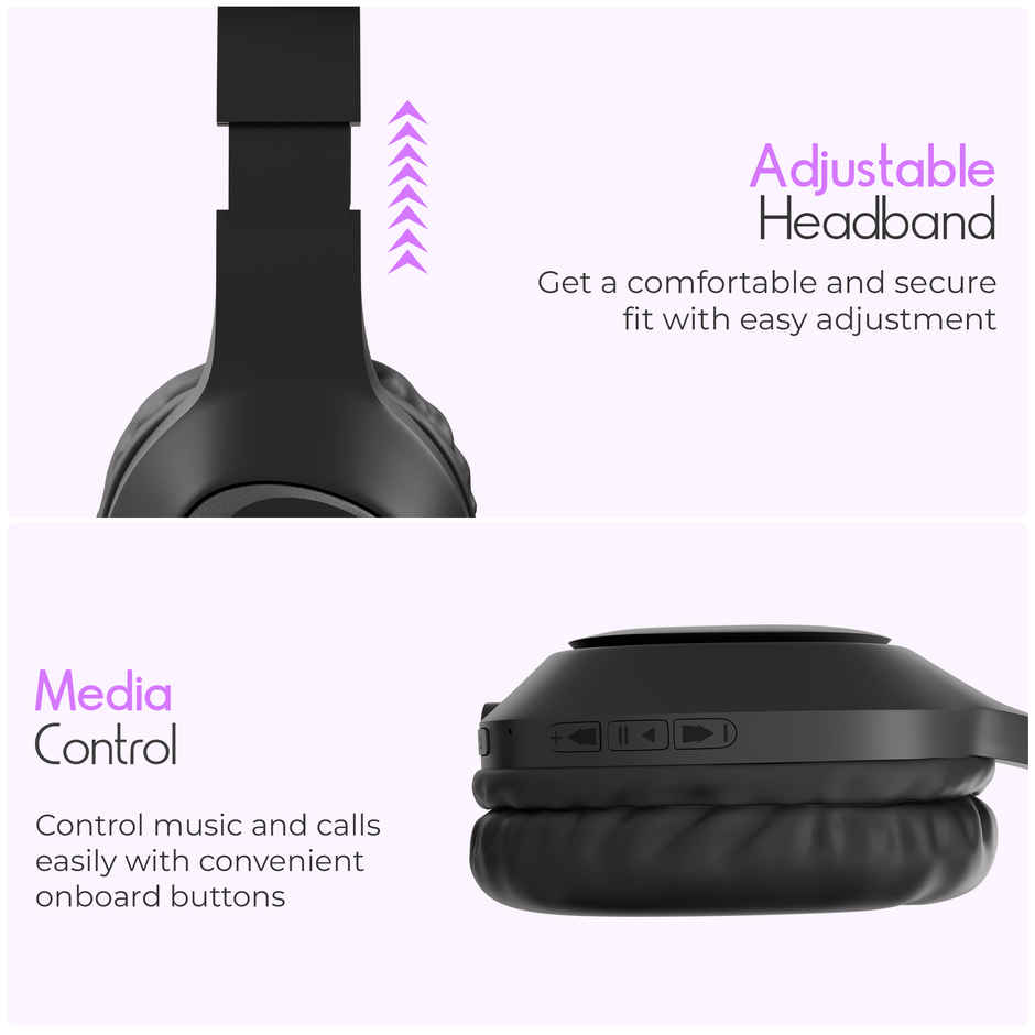 Zebronics Thunder Neo Wireless Over-Ear Headphone, 60Hr Backup, Bt 5.4, Gaming, Deep Bass, Black