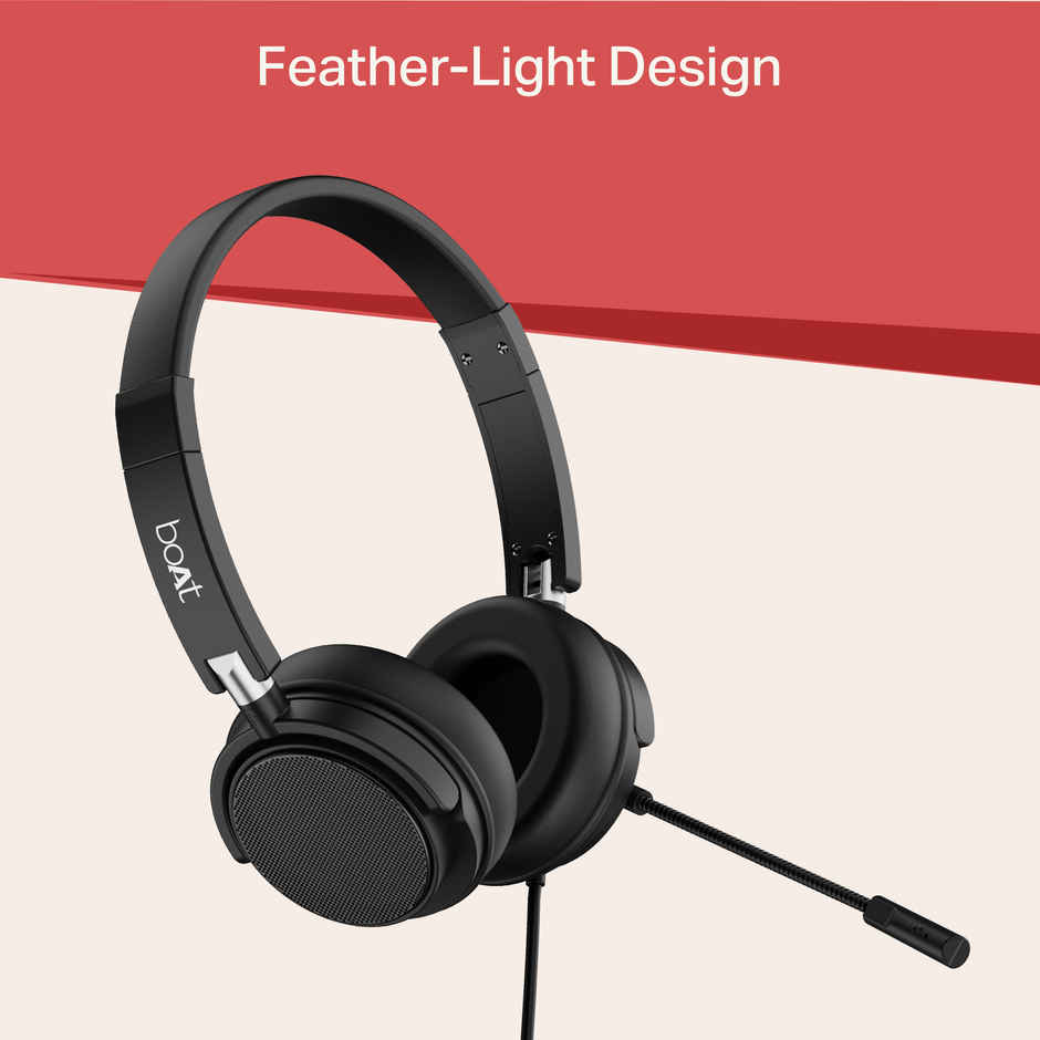 boAt Bassheads 900C Pro | Unidirectional Mic | Foldable Design | Wired Headphones with Mic | Black