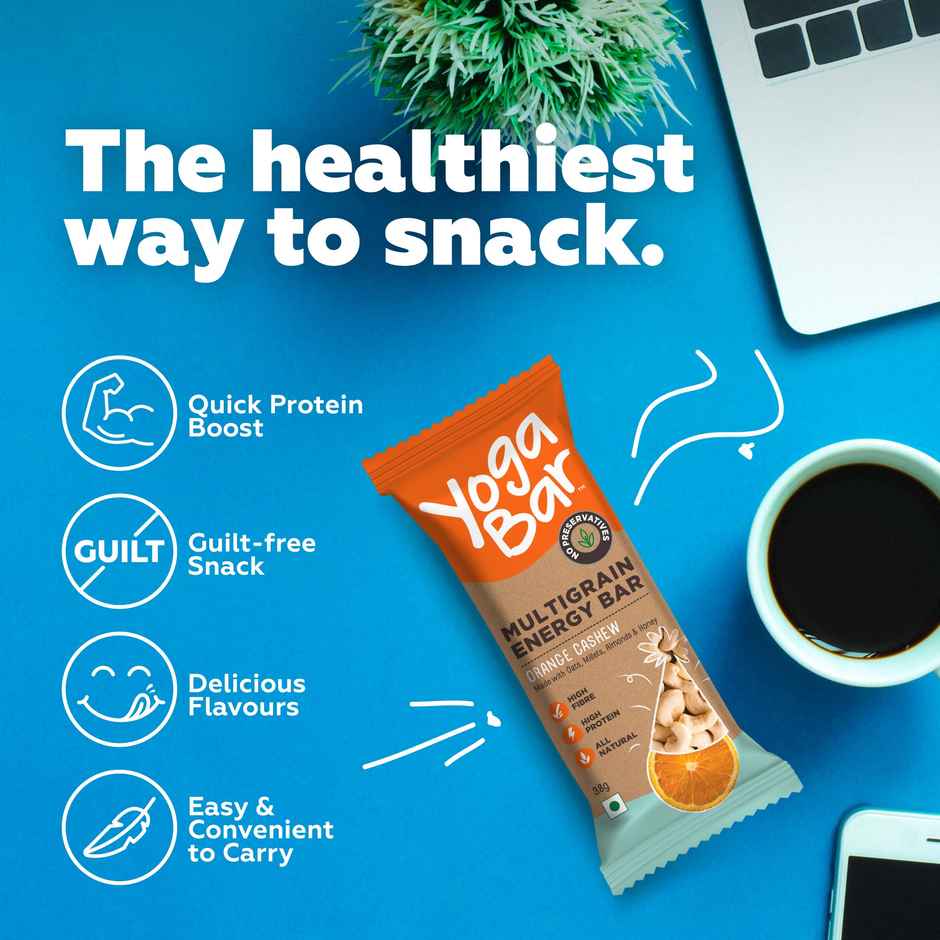 Yogabar Multigrain Energy Bar (Pack of 6) with Fruits, Nuts, Oats and Millets