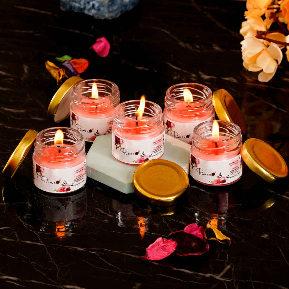 Mini Jar Scented Candles | Rose | eCraftIndia
