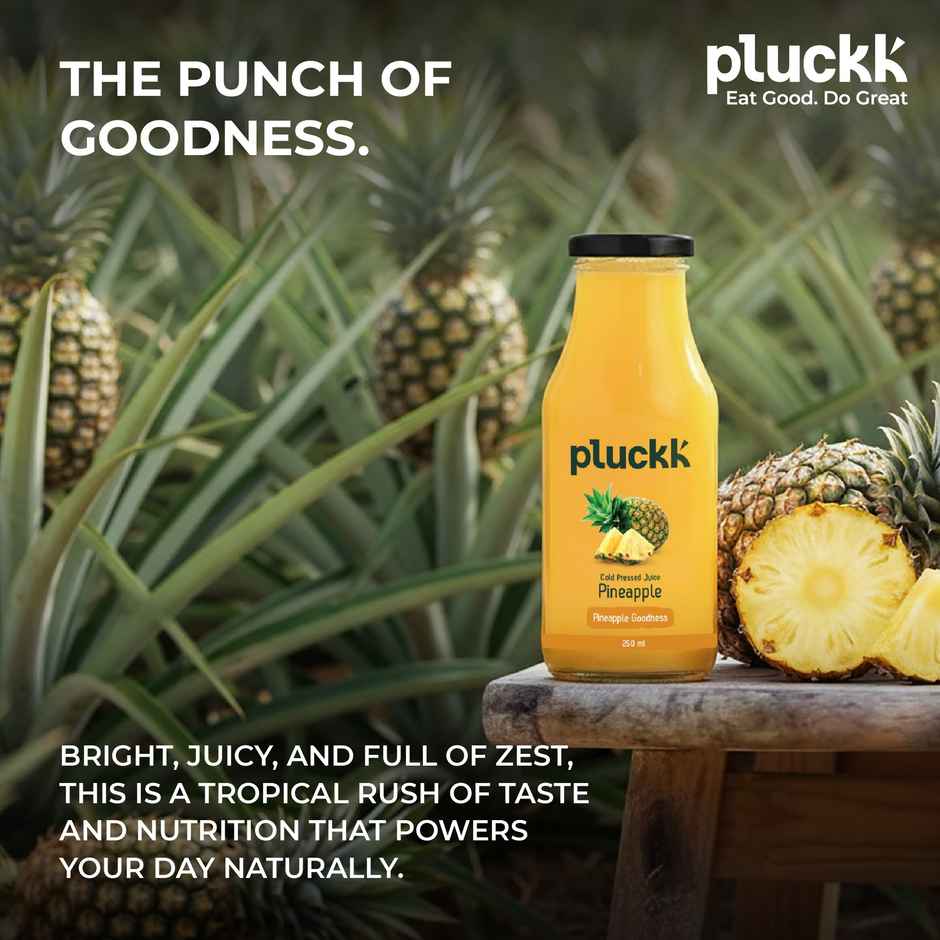Pluckk Cold Pressed Extracted Pineapple Juice | No Preservatives | No Added Sugar
