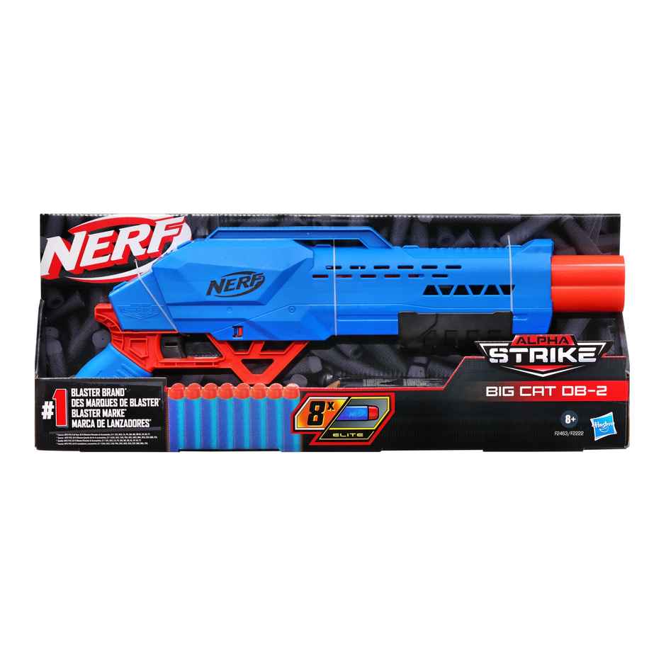 Nerf Alpha Strike Big Cat DB-2 Blaster | Double-Barrel | 8 Nerf Elite Darts | Toy Gun
