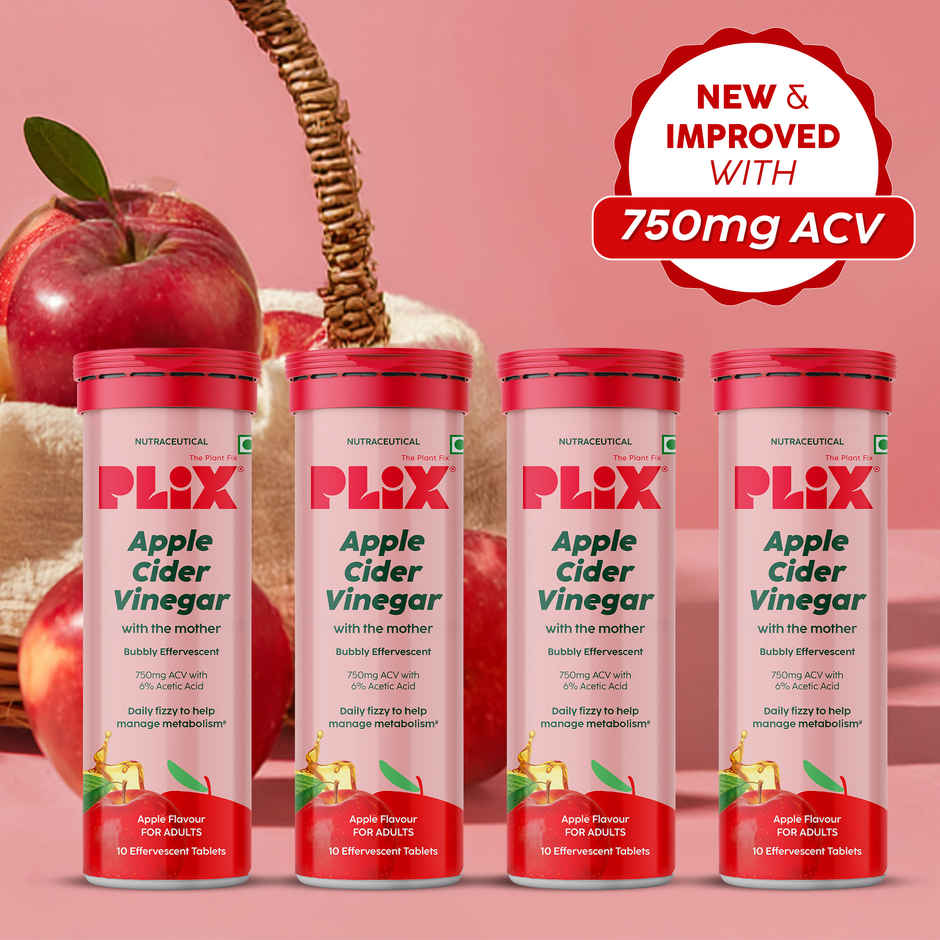 Plix The Plant Fix Apple Cider Vinegar Effervescent Tablets | Apple Burst