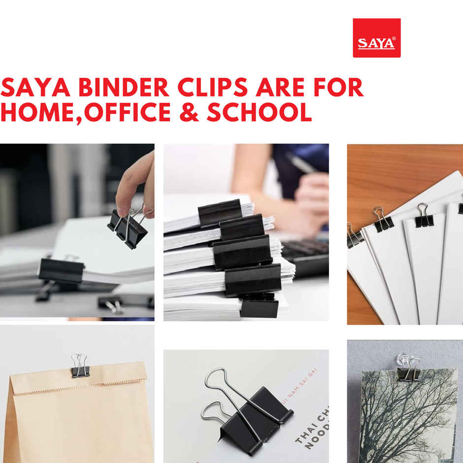Saya Binder Clips - 25mm Metal Clips, 12 Pieces per Pack for Paper Organization