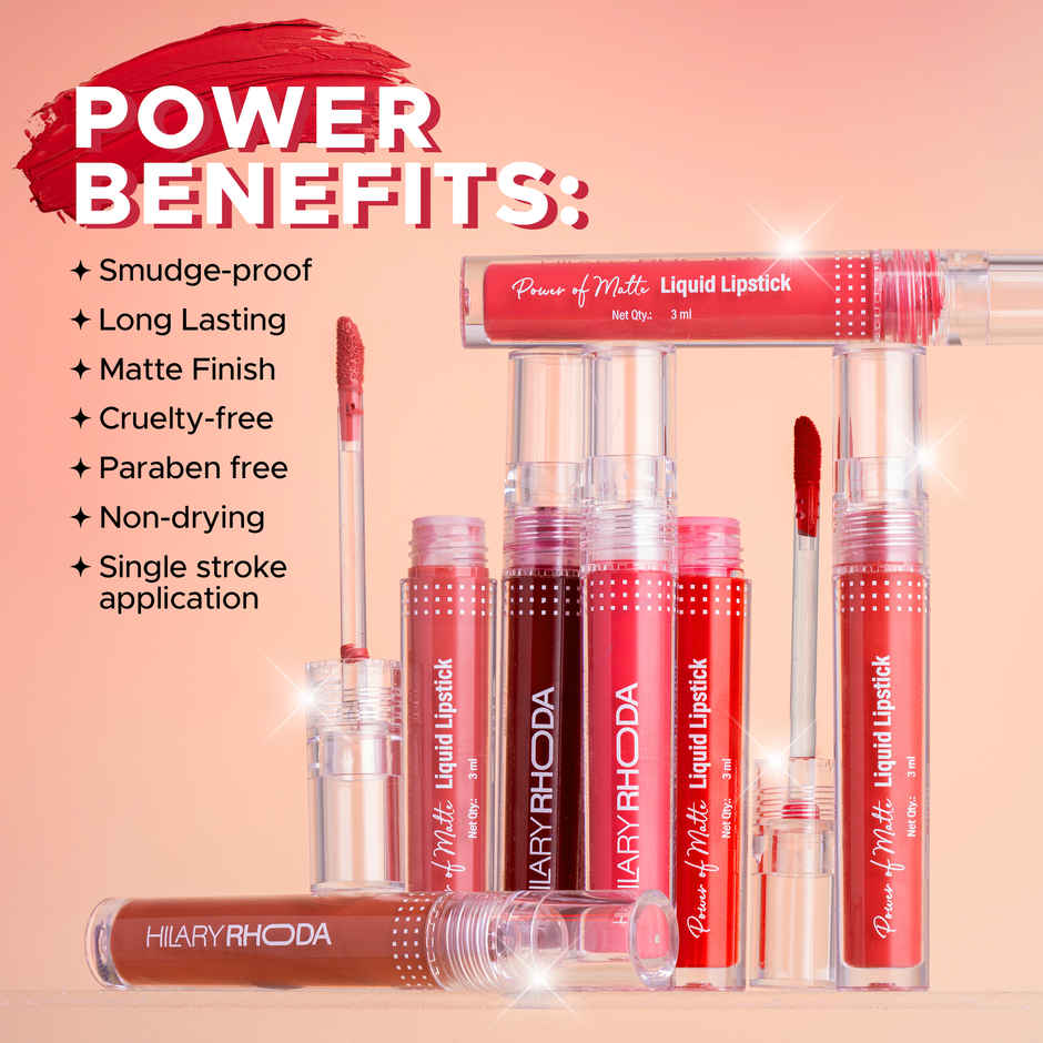 Hilary Rhoda Power Of Matte Liquid Lipstick | Peach Tease | Shade 07