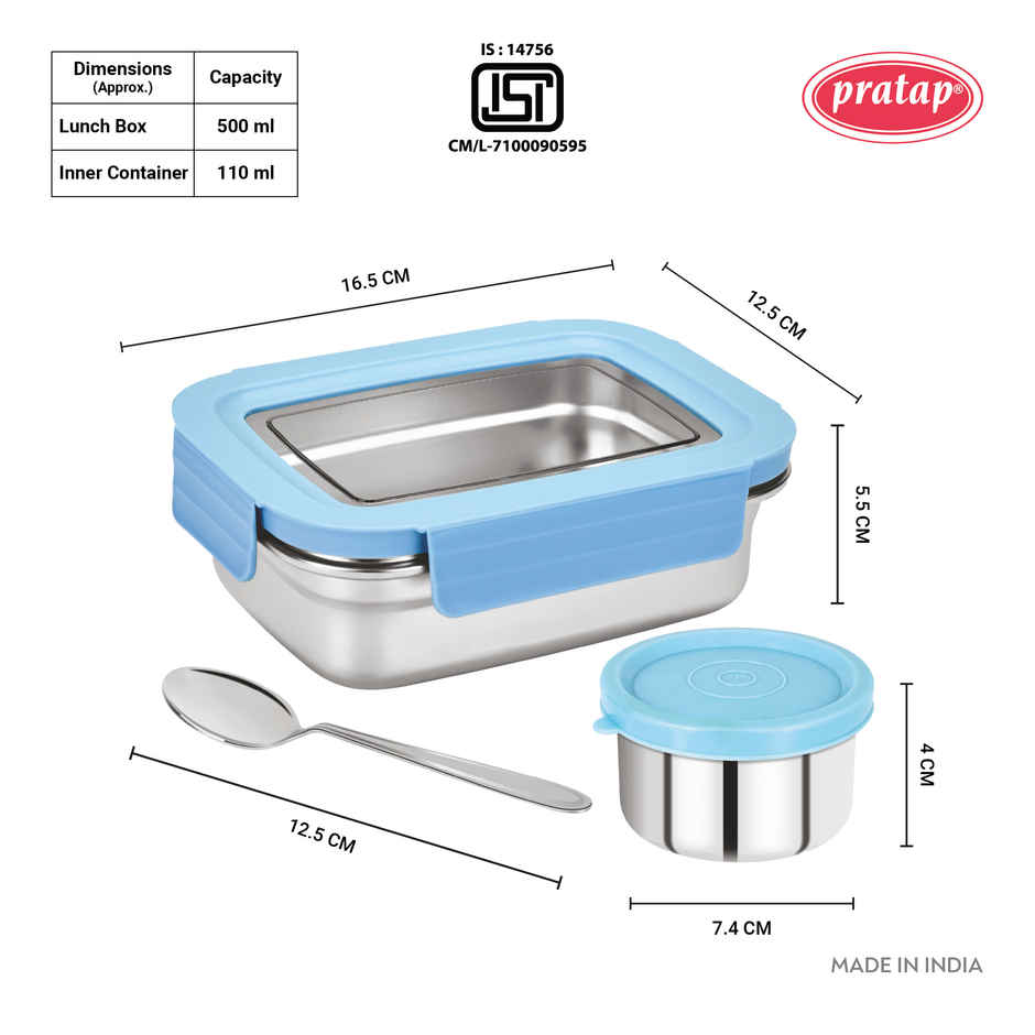 Stainless Steel Lunch Box with Inner Container and Spoon | Leak Proof , BPA Free for Office School