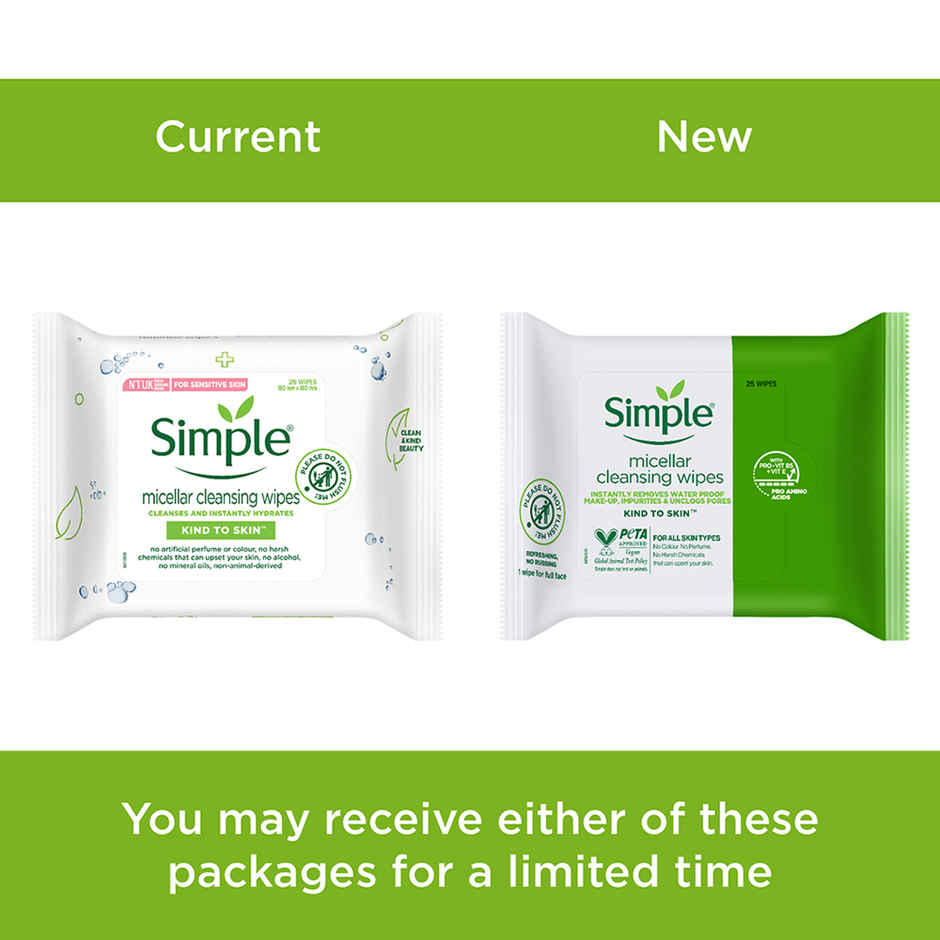 Simple Kind To Skin Micellar Cleansing Wipes 25 Wipes