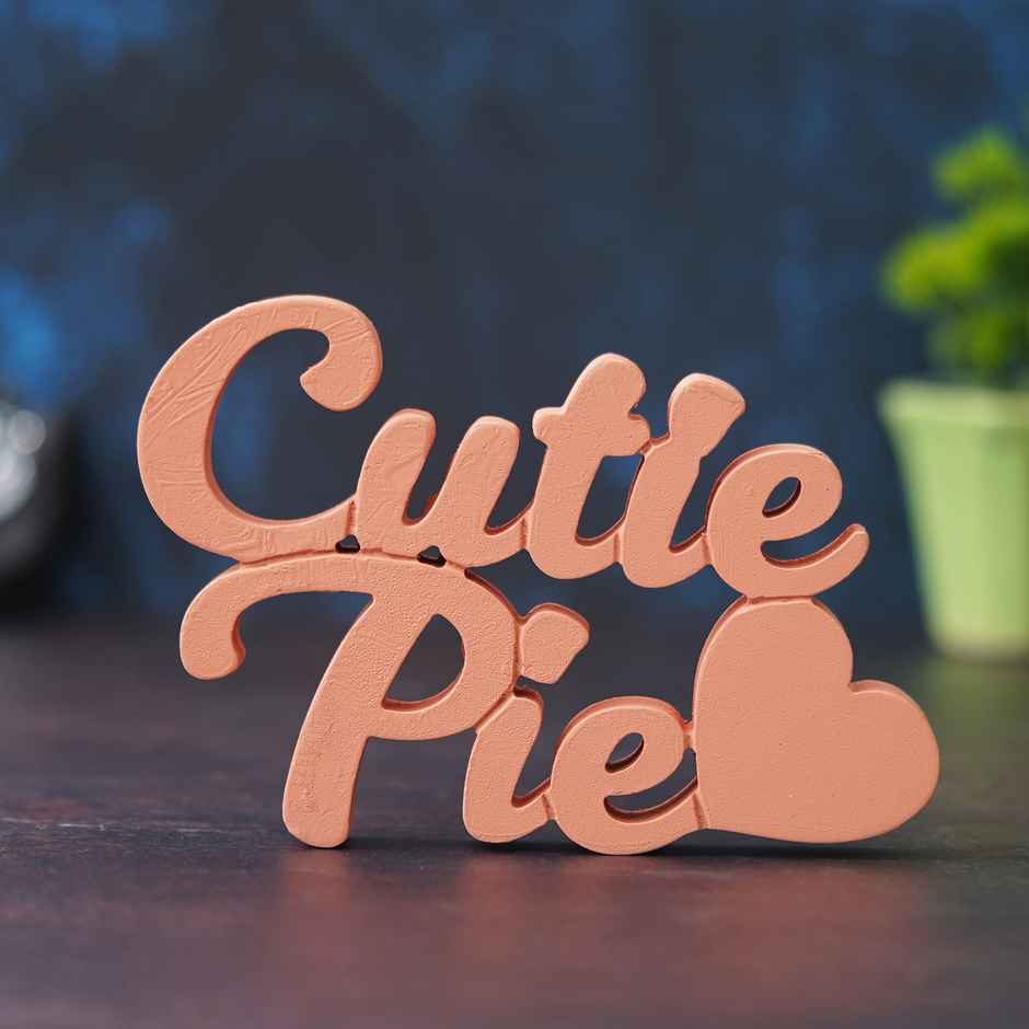 Peach "Cutie Pie & Heart" Wooden Cutout | EcraftIndia