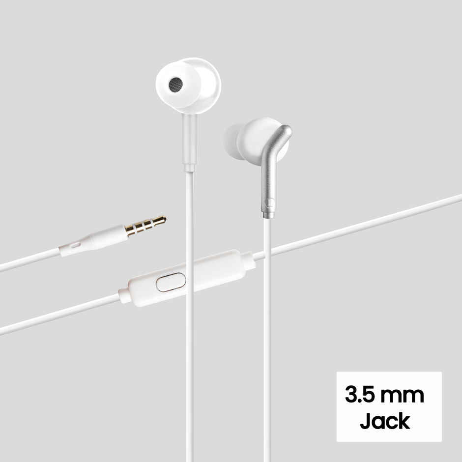 Zebronics Bro Wired Earphones with Mic, 3.5mm Audio Jack, 10mm Drivers, Phone/Tablet(White)