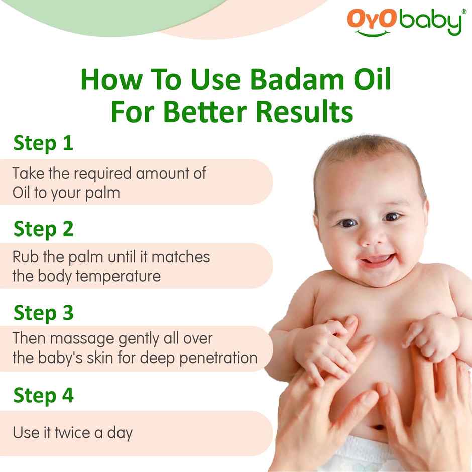 Oyo Baby Oil For New Born Wood Pressed Badam Rogan Oil - Massage, Skin & Hair Oil