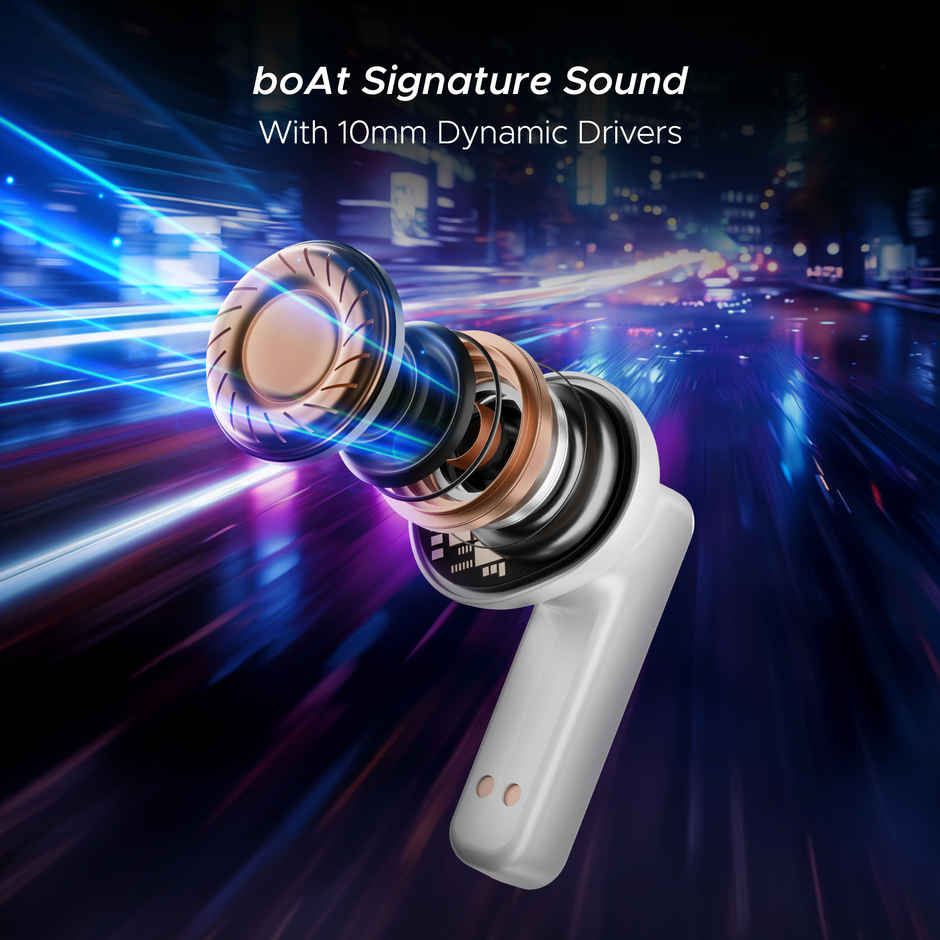 boAt Airdopes Drift W/ Beast Mode, Blazing Leds, 40 Hrs Playback & Enx Technology (White Sabre)