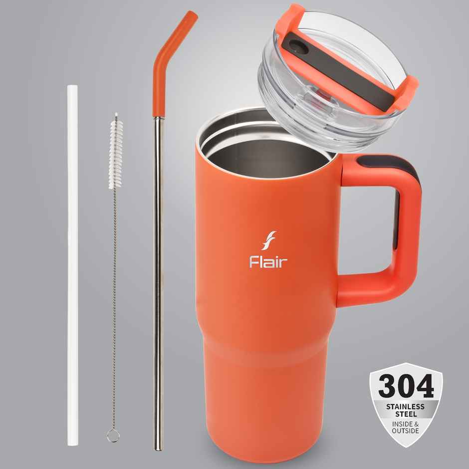Flair Vogue 750 ml Insulated Stainless Steel Tumbler with Lid | Mandarin Orange