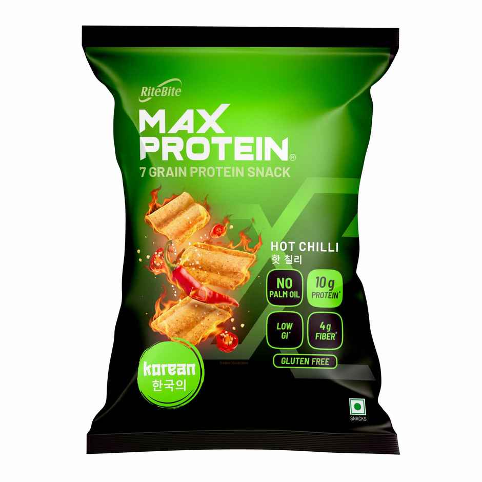 RiteBite Max Protein Hot Chilli Protein Multigrain Protein Korean Chips | 10g Protein | 4g Fiber