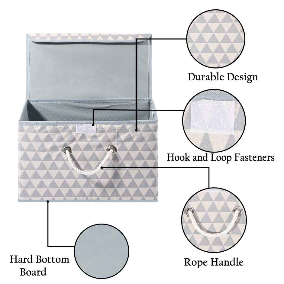 Kuber Industries Multipurpose Storage Box | Large Space-Saving Container for Clothes, Grey Triangle