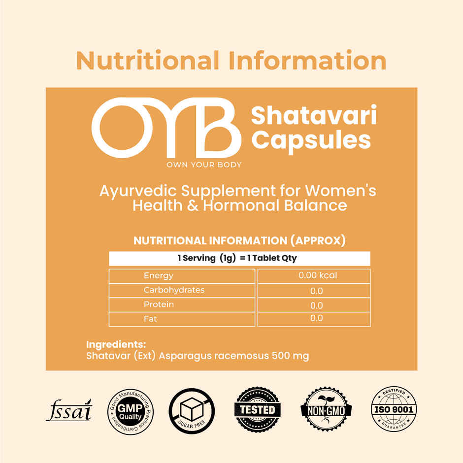 OYB Shatavari Tablets for Women's Health & Hormonal Balance | 30 Tablets | OYB Shatavari