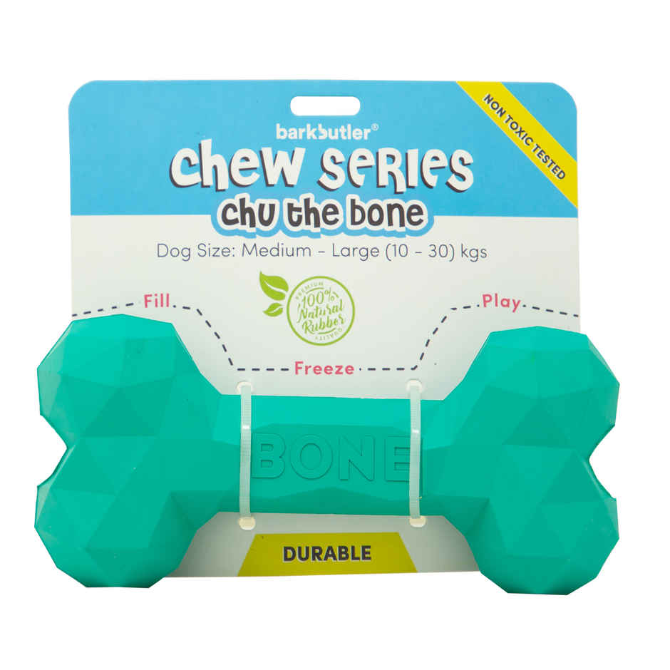 BarkButler Chu The Bone - Dog Chew Toy | 100% Natural Rubber Pet Toys | Adult Dog Toys For 10-30kg