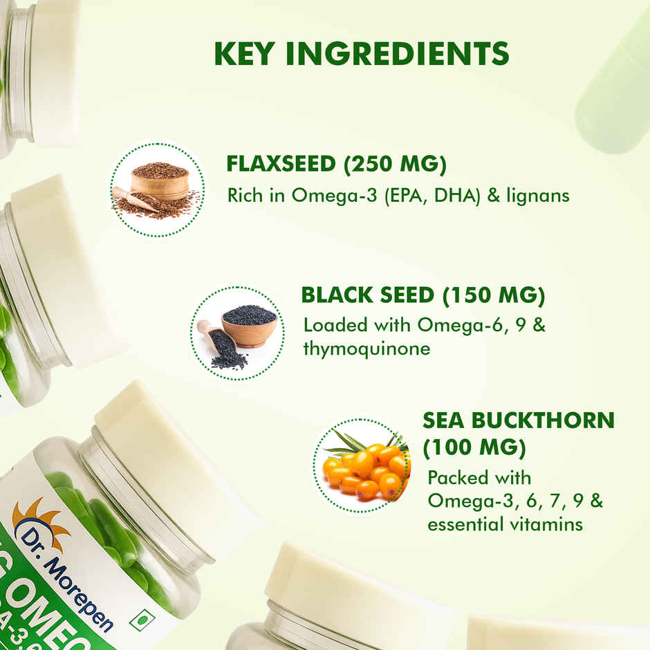 Veg Omega 3,6,7 & 9 Fatty Acid 500mg Capsules Supports Joints & Heart