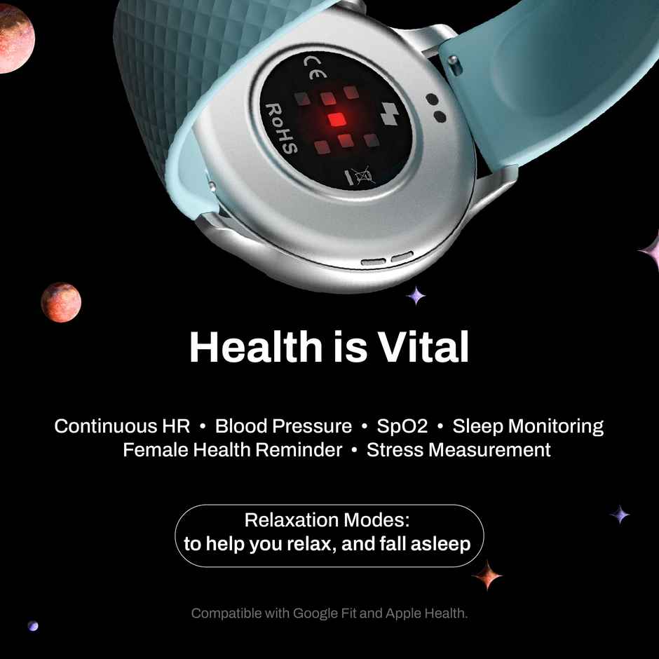 Ambrane Fitshot Saturn Smartwatch with Bluetooth Calling | 1.32" Display | Blood Pressure Rate - Black