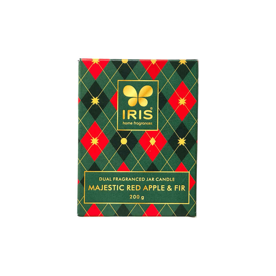 IRIS 2-in-1 Fragranced Jar Candle | Red Apple & Fir | 28 Hours Burn Time | Home Decor