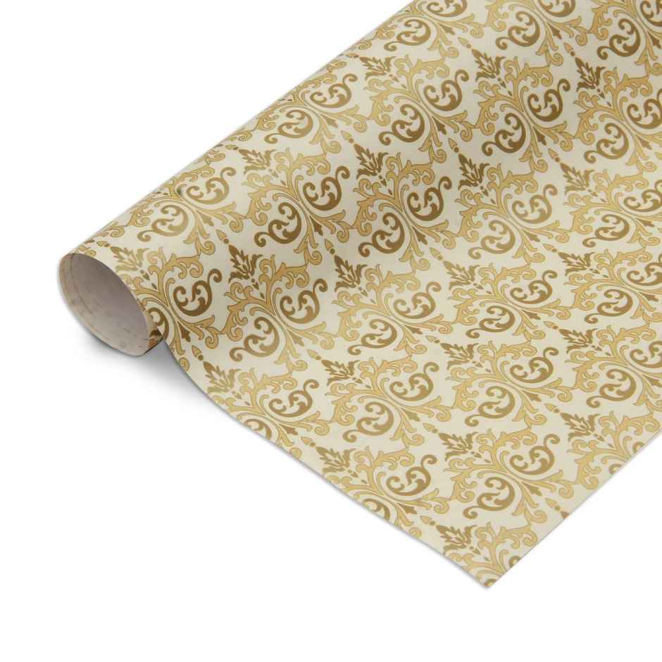 Itsy Bitsy Gift Wrapping Papers Damask and Swirls Ivory Shimmer 80 GSM - 27.75 x 19.29 inches