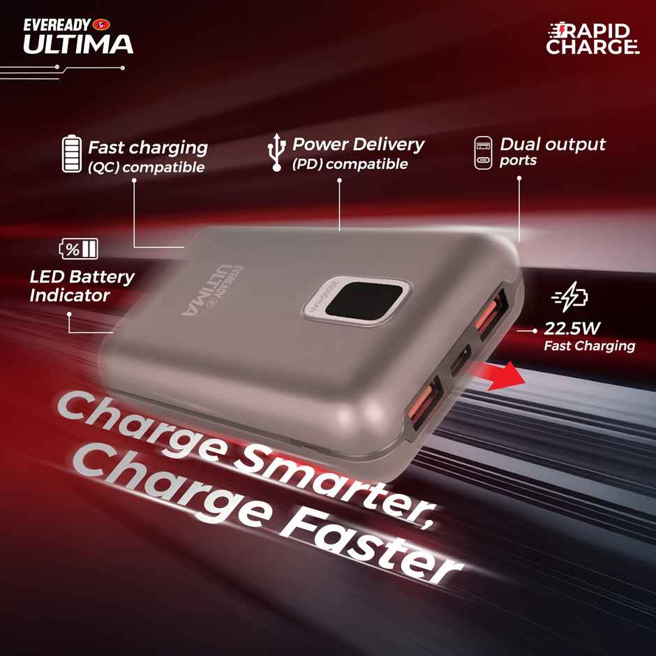 Eveready Ultima 10000 mAh Compact | Power Bank With Cable and Digital Display - PB20