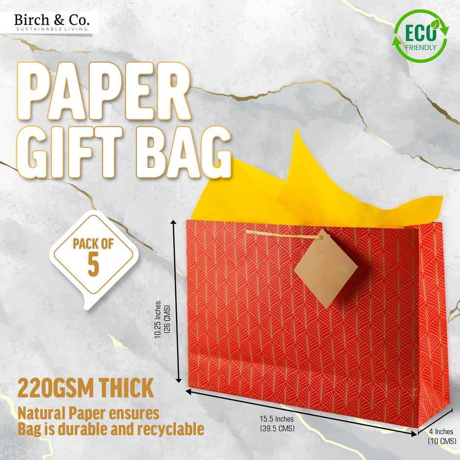 Birch & Co. Large Gift Bags | Red | Pack of 5